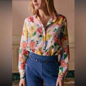 Sezane Pierro Shirt Pastel Floral Print - Size 8